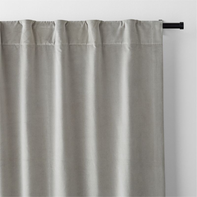 Pebble Grey Cotton Velvet Window Curtain Panel with Lining 48"x108" - image 2 of 7