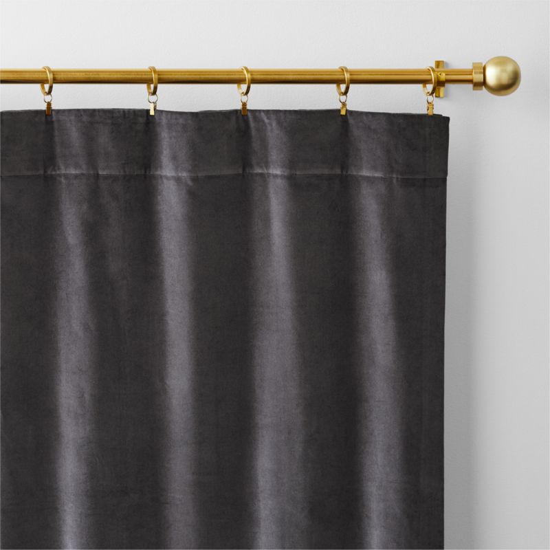 Storm Grey Cotton Velvet Window Curtain Panel with Lining 48"x84" - image 8 of 13