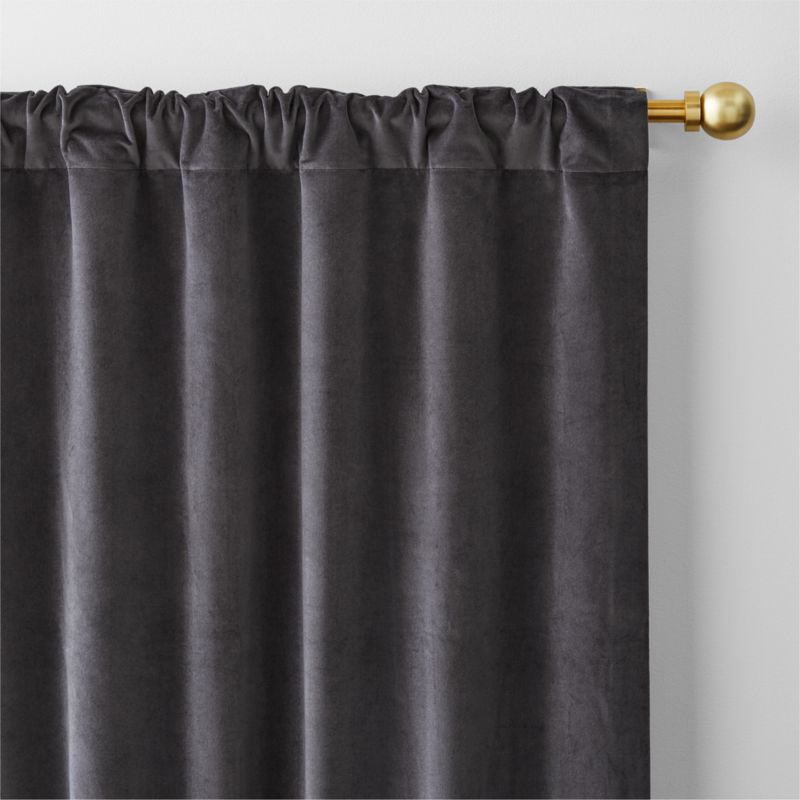 Storm Grey Cotton Velvet Window Curtain Panel with Lining 48"x84" - image 9 of 12