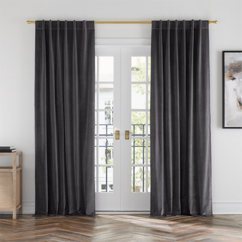 Storm Grey Cotton Velvet Window Curtain Panel with Lining 48x120 +  Reviews