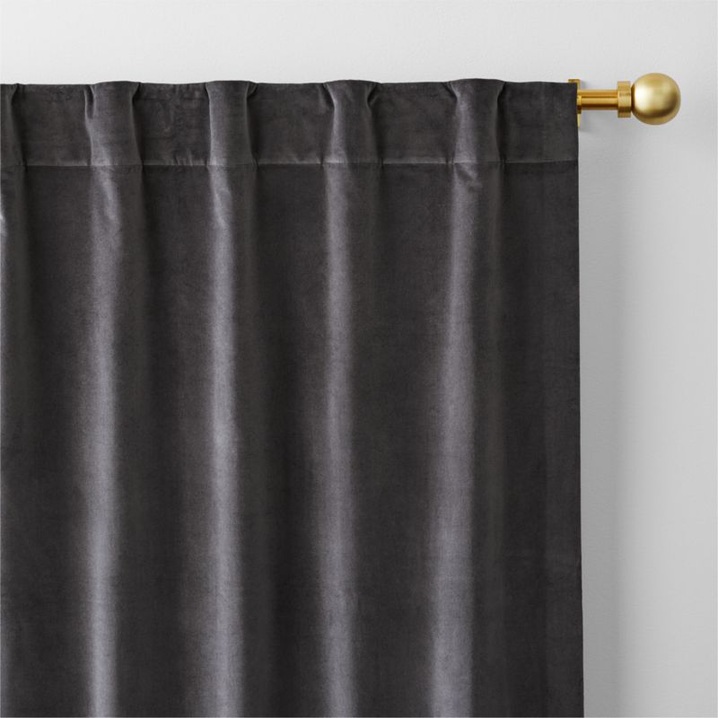 Storm Grey Cotton Velvet Window Curtain Panel with Lining 48"x84" - image 8 of 12