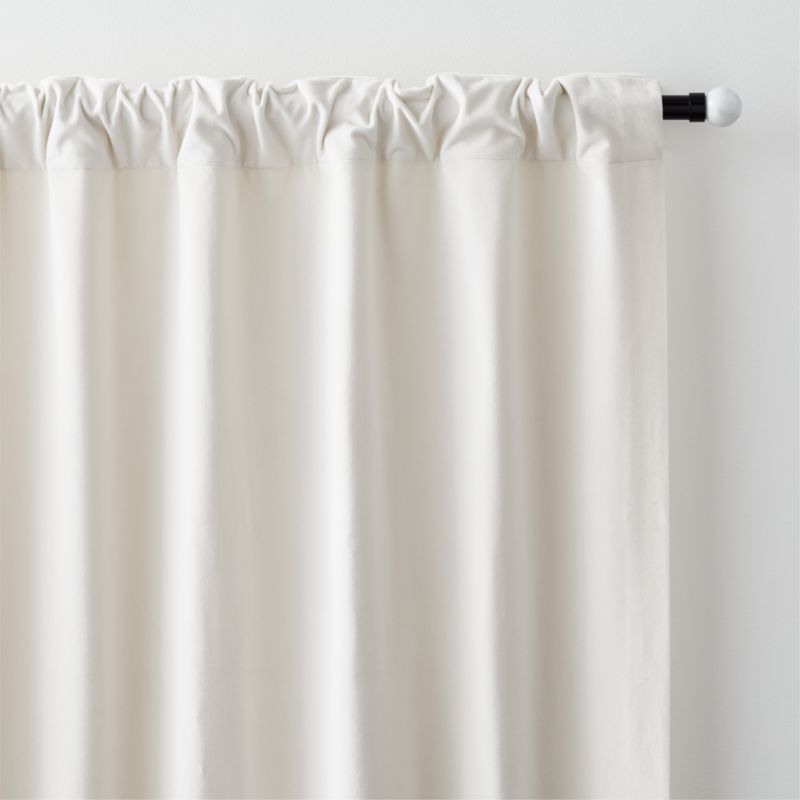 Ivory Cotton Velvet Window Curtain Panel with Lining 48"x84" - image 4 of 7