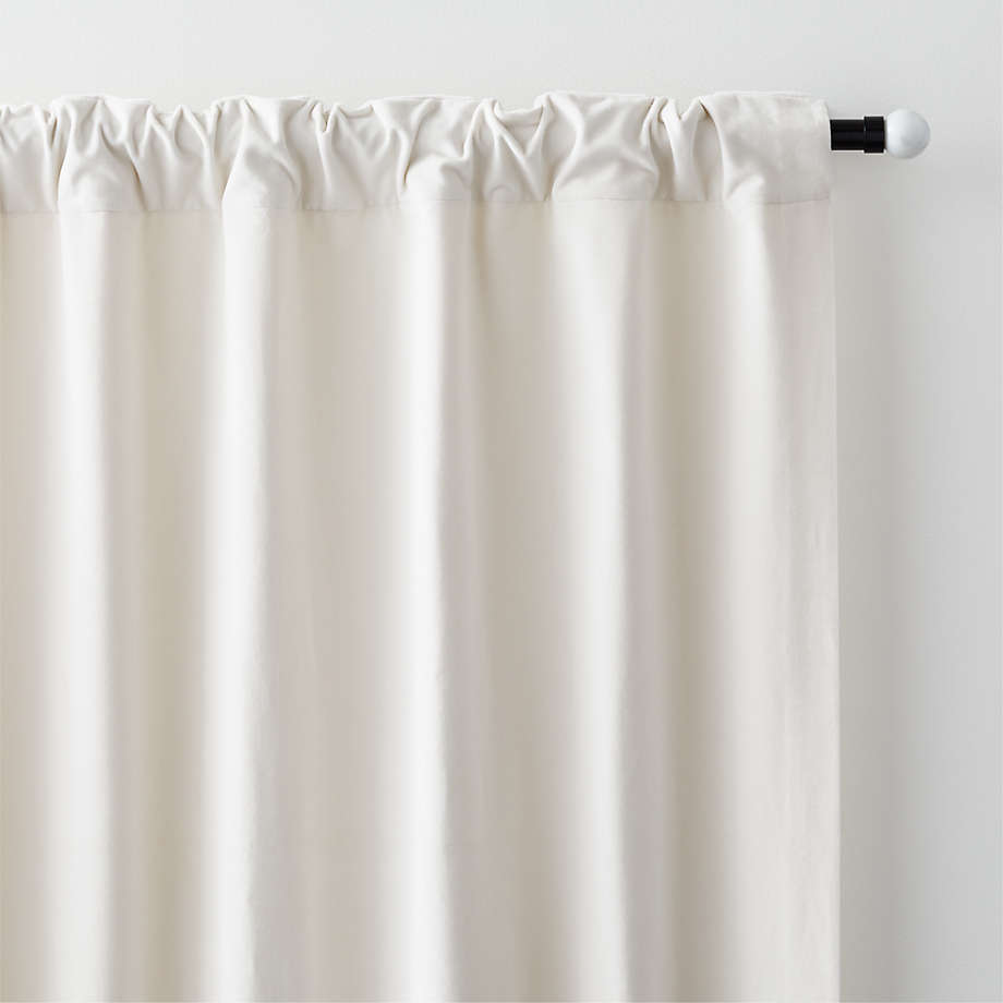 Mist Blue Cotton Velvet Window Curtain Panel with Lining 48x120