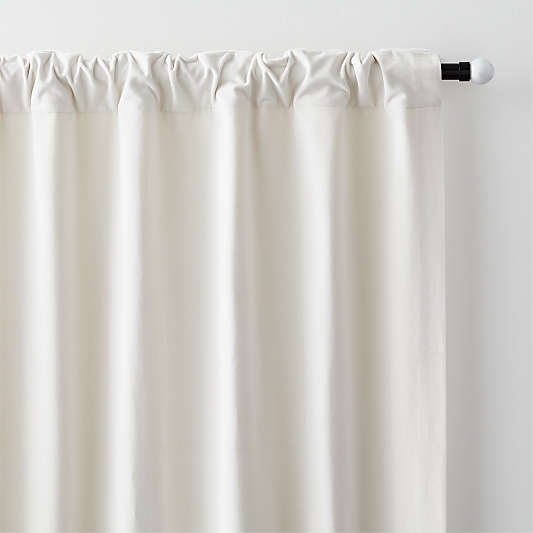 Ivory Cotton Velvet Window Curtain Panel with Lining 48"x84"