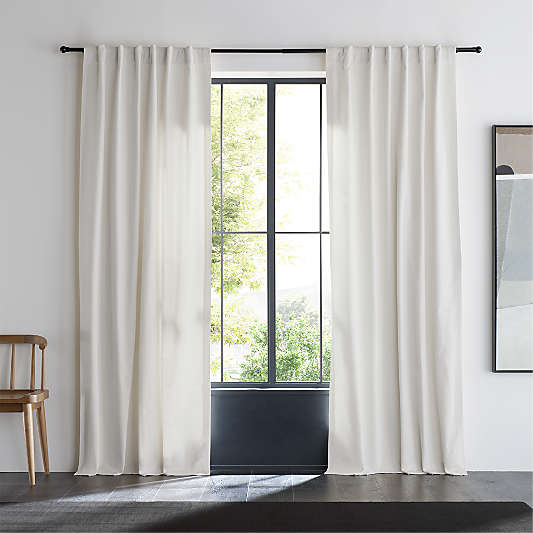 Ivory Cotton Velvet Window Curtain Panel with Lining