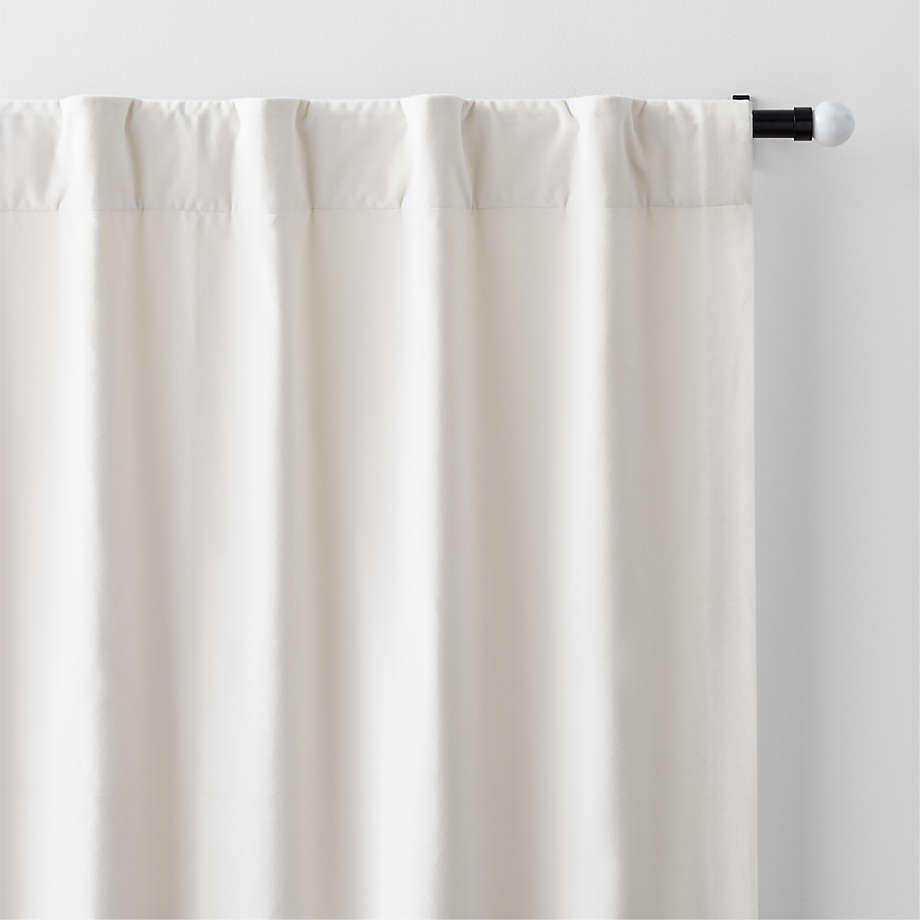 Ivory Cotton Velvet Window Curtain Panel with Lining 48"x84"