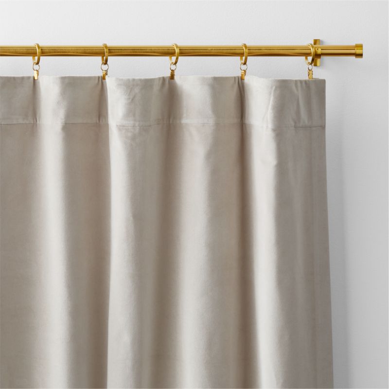 Warm Beige Cotton Velvet Window Curtain Panel with Lining 48"x120" - image 3 of 9