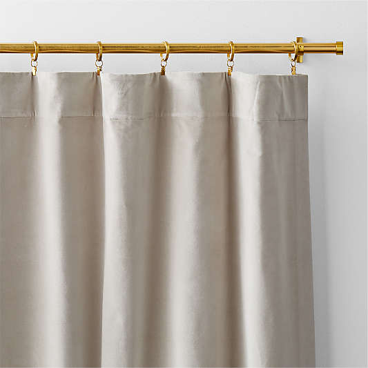 Warm Beige Cotton Velvet Window Curtain Panel with Lining 48"x108"