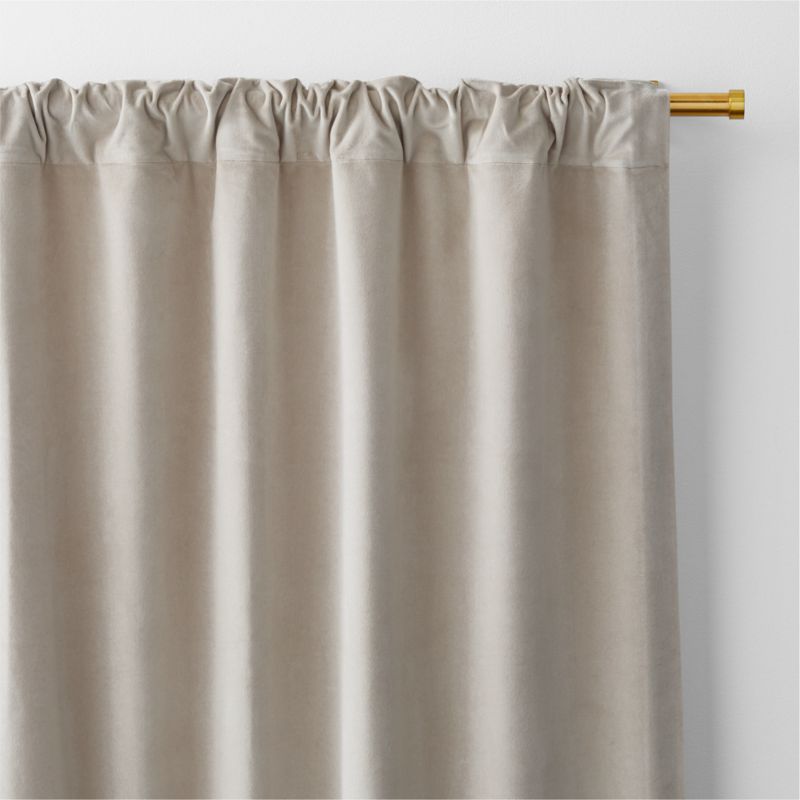 Warm Beige Cotton Velvet Window Curtain Panel with Lining 48"x108" - image 3 of 6