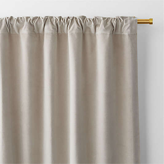 Warm Beige Cotton Velvet Window Curtain Panel with Lining 48"x84"