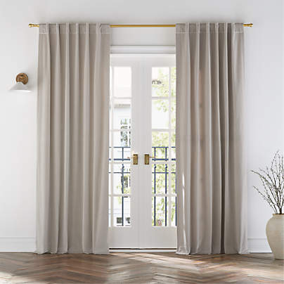 Warm Beige Cotton Velvet Window Curtain Panel with Lining 48"x84"