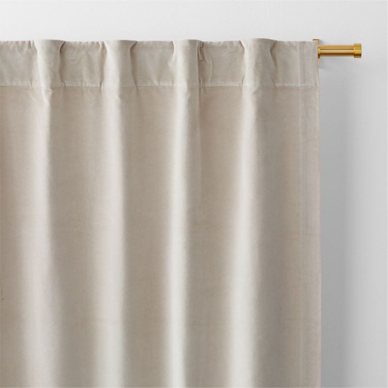 Warm Beige Cotton Velvet Window Curtain Panel with Lining 48"x108" - image 2 of 6