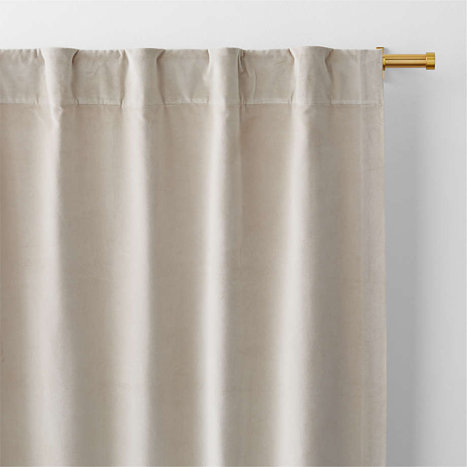 Warm Beige Cotton Velvet Window Curtain Panel with Lining 48"x120"