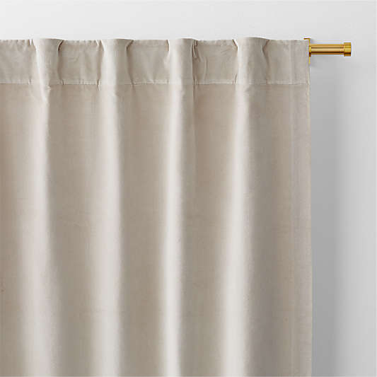 Warm Beige Cotton Velvet Window Curtain Panel with Lining