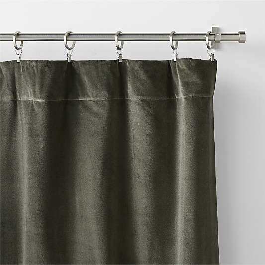 Ficus Green Cotton Velvet Window Curtain Panels