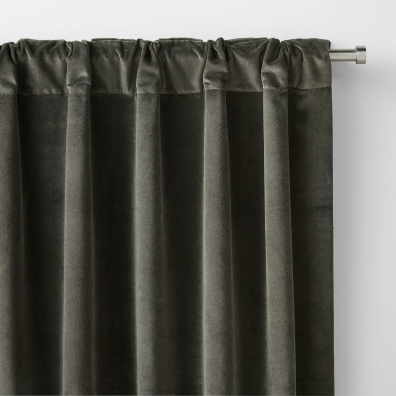 Ficus Green Cotton Velvet Window Curtain Panel 48"x84" - image 3 of 6