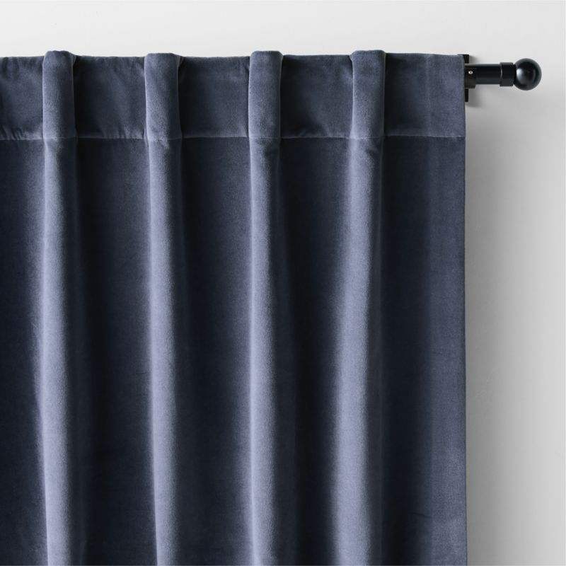 Indigo Blue Cotton Velvet Window Curtain Panel 48"x120" - image 2 of 6