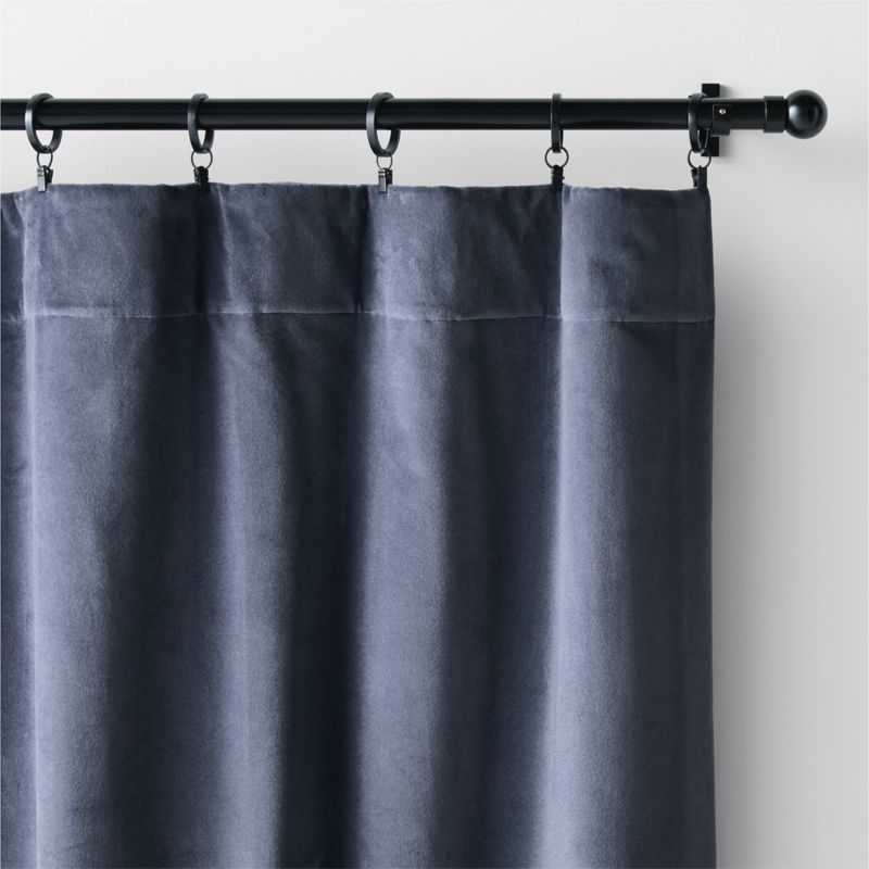 Indigo Blue Cotton Velvet Window Curtain Panel 48"x120" - image 1 of 6