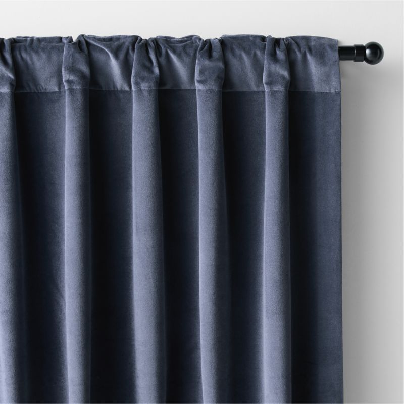 Indigo Blue Cotton Velvet Window Curtain Panel 48"x120" - image 3 of 6