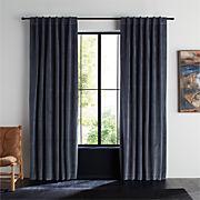 Indigo Blue Cotton Velvet Window Curtain Panel 48"x84"