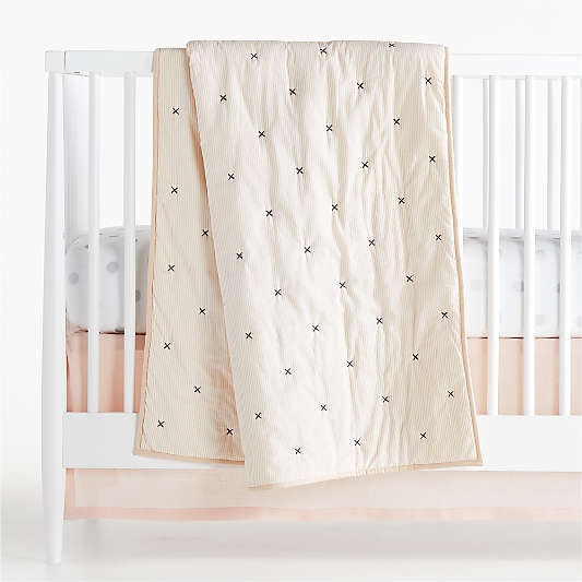 Beige Cotton Voile Baby Crib Quilt