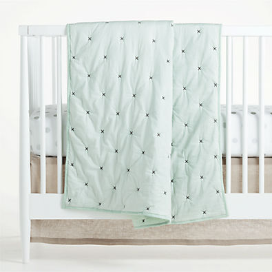 View Mint Cotton Voile Baby Crib Quilt details