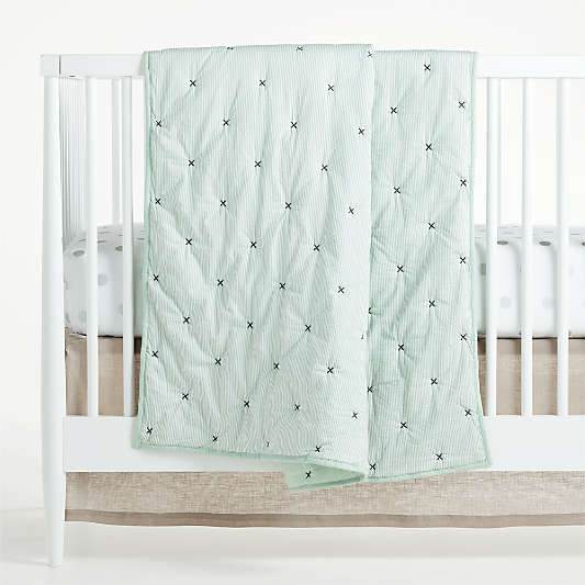 Mint Cotton Voile Baby Crib Quilt