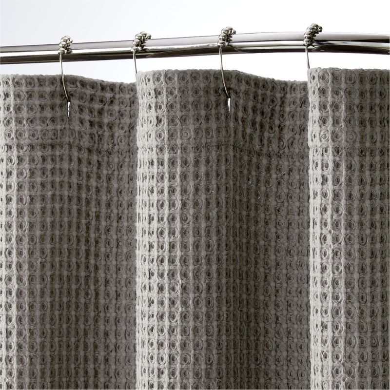 Organic Cotton Waffle Slate Shower Curtain + Reviews Crate & Barrel