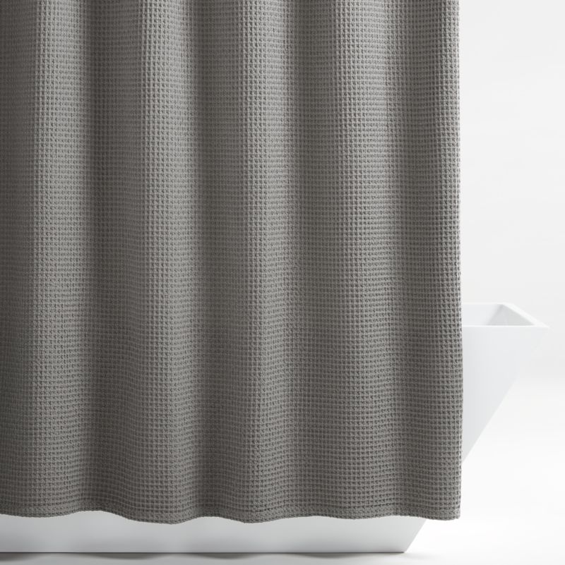 Organic Cotton Waffle Slate Shower Curtain