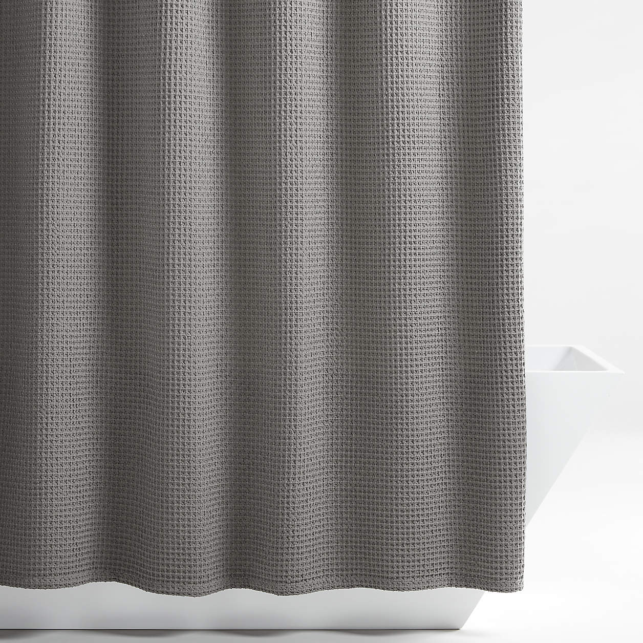 Organic Cotton Waffle Slate Shower Curtain Crate & Barrel