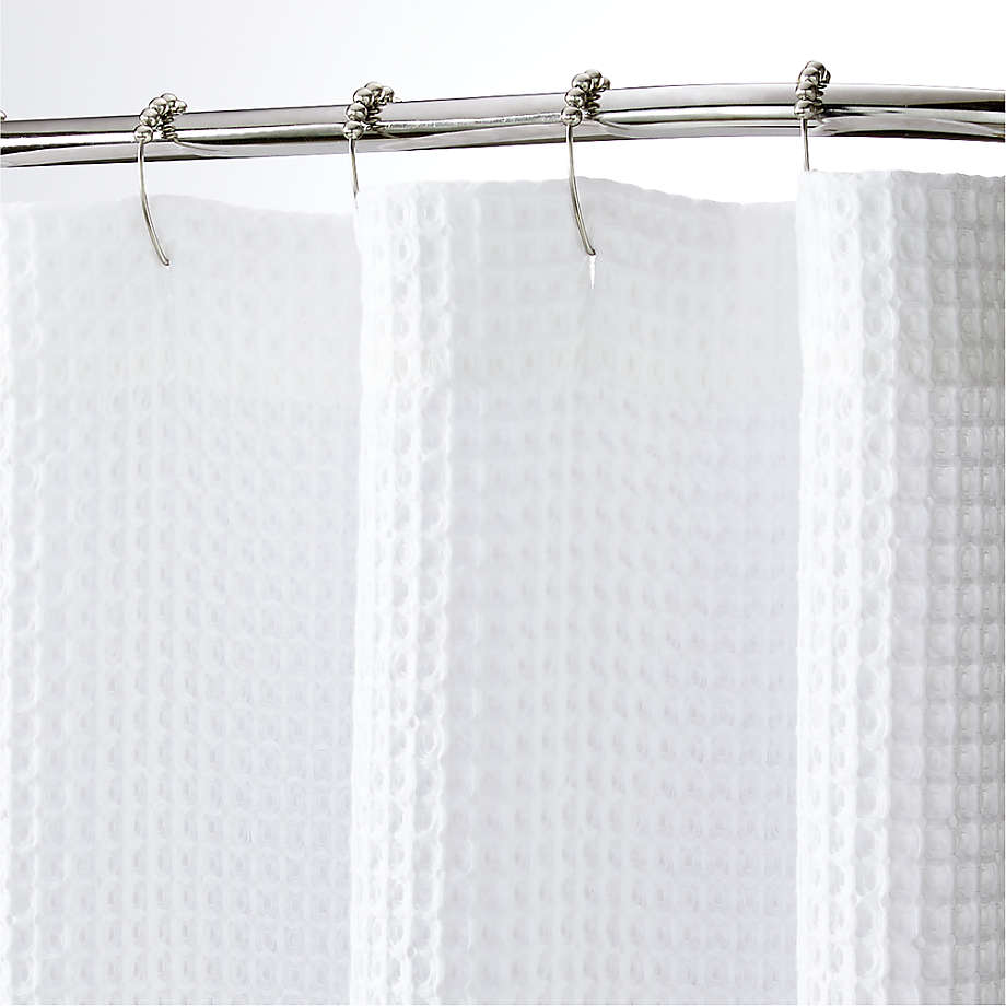 Extra-Long Organic Cotton Pebble Matelassé White Shower Curtain + Reviews