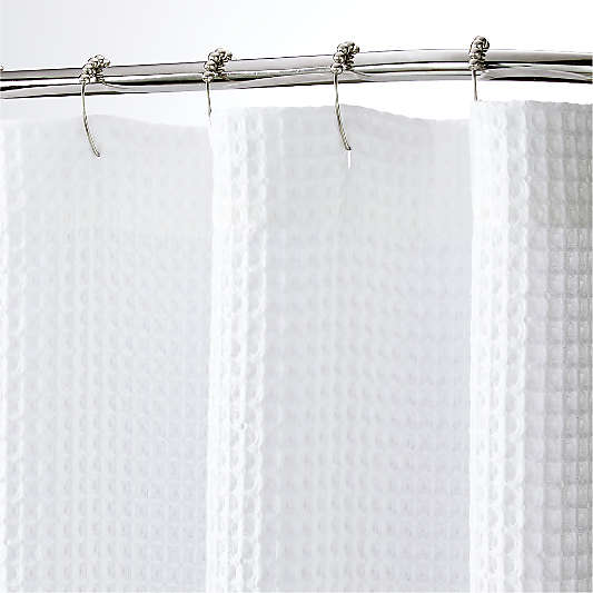 Organic Cotton Waffle White Shower Curtain