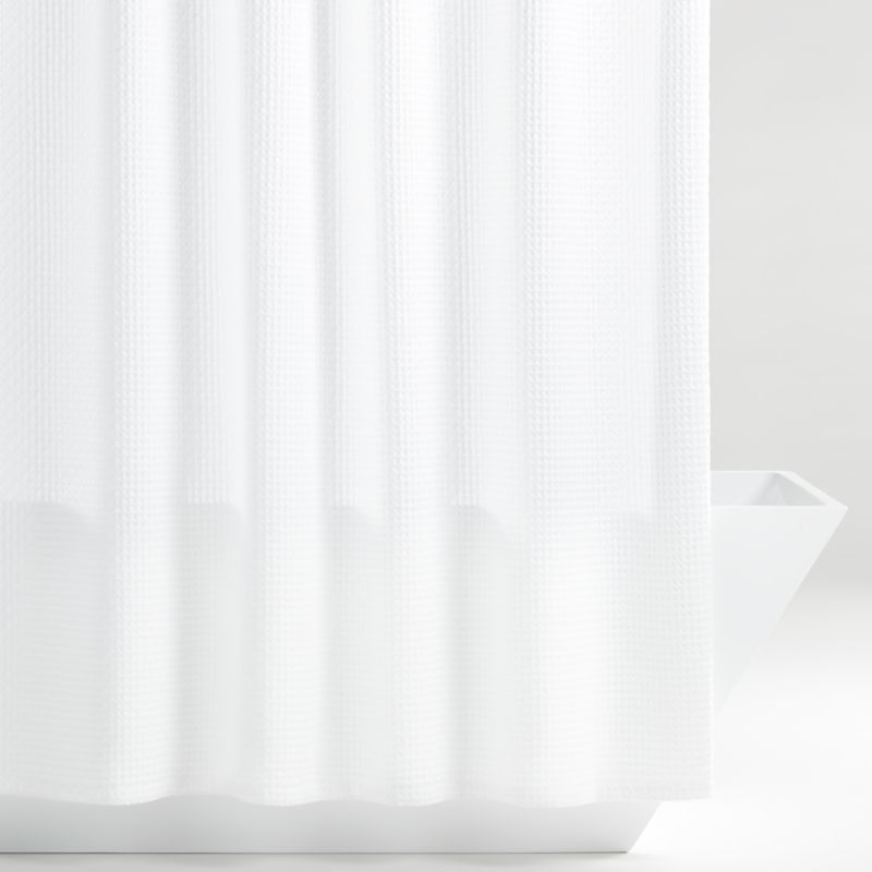 Organic Cotton Waffle White Shower Curtain