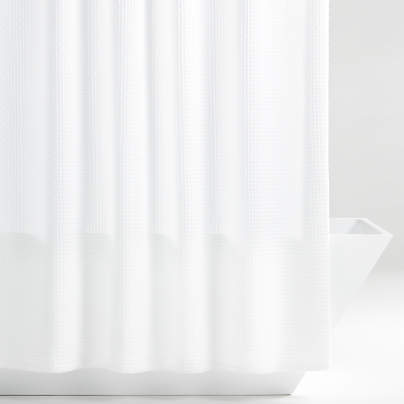 Organic Cotton Waffle White Shower Curtain