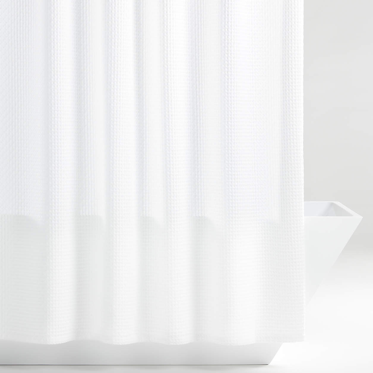 Organic Cotton Waffle White Shower Curtain + Reviews | Crate & Barrel ...