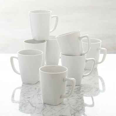 View Court 12-oz. White Porcelain Mugs, Set of 8 details