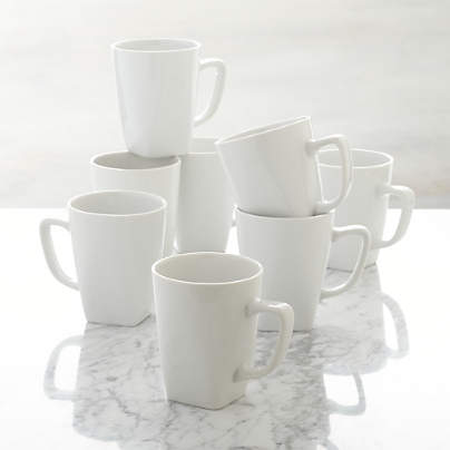 Court 12-oz. White Porcelain Mugs, Set of 8