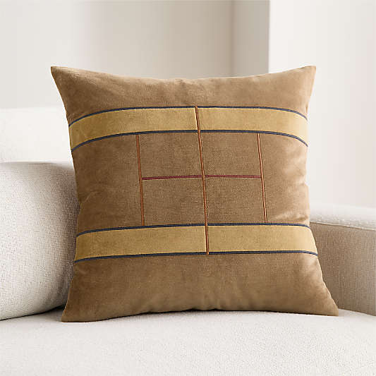 Court Velvet 20"x20" Camel Tan Throw Pillow Cover by Venus Williams
