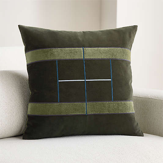 Court Velvet 20"x20" Ficus Green Throw Pillow Cover by Venus Williams
