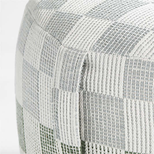 Cove Blue and Green Checkered Organic Cotton Kids Floor Cushion