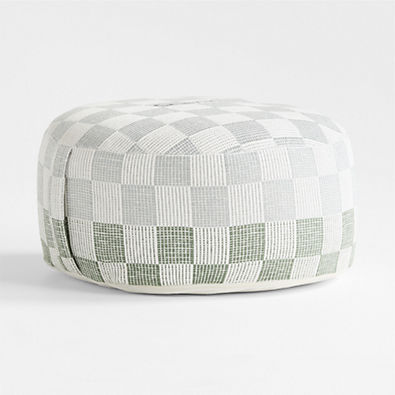 View Cove Blue and Green Checkered Organic Cotton Kids Floor Cushion details