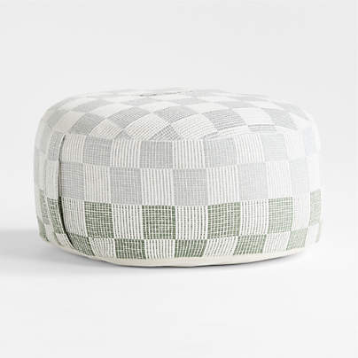 Cove Blue and Green Checkered Organic Cotton Kids Floor Cushion