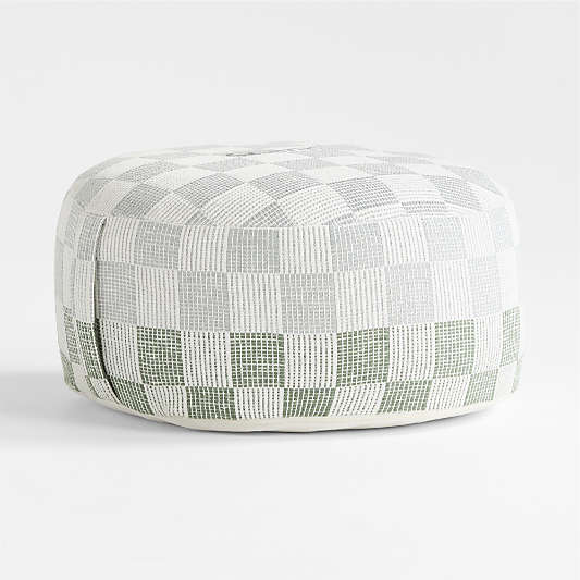 Cove Blue and Green Checkered Organic Cotton Kids Floor Cushion