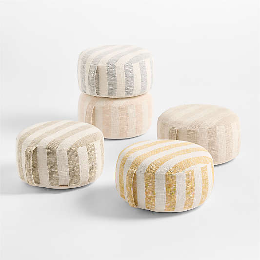 Cove Savannah Yellow Striped Organic Cotton Kids Floor Cushion