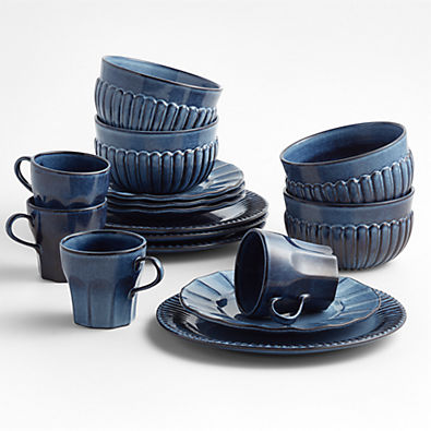 View Cove Glazed Indigo Blue 16-Piece Dinnerware Set details