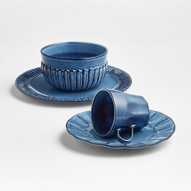 View Cove Glazed Indigo Blue 4-Piece Place Setting details