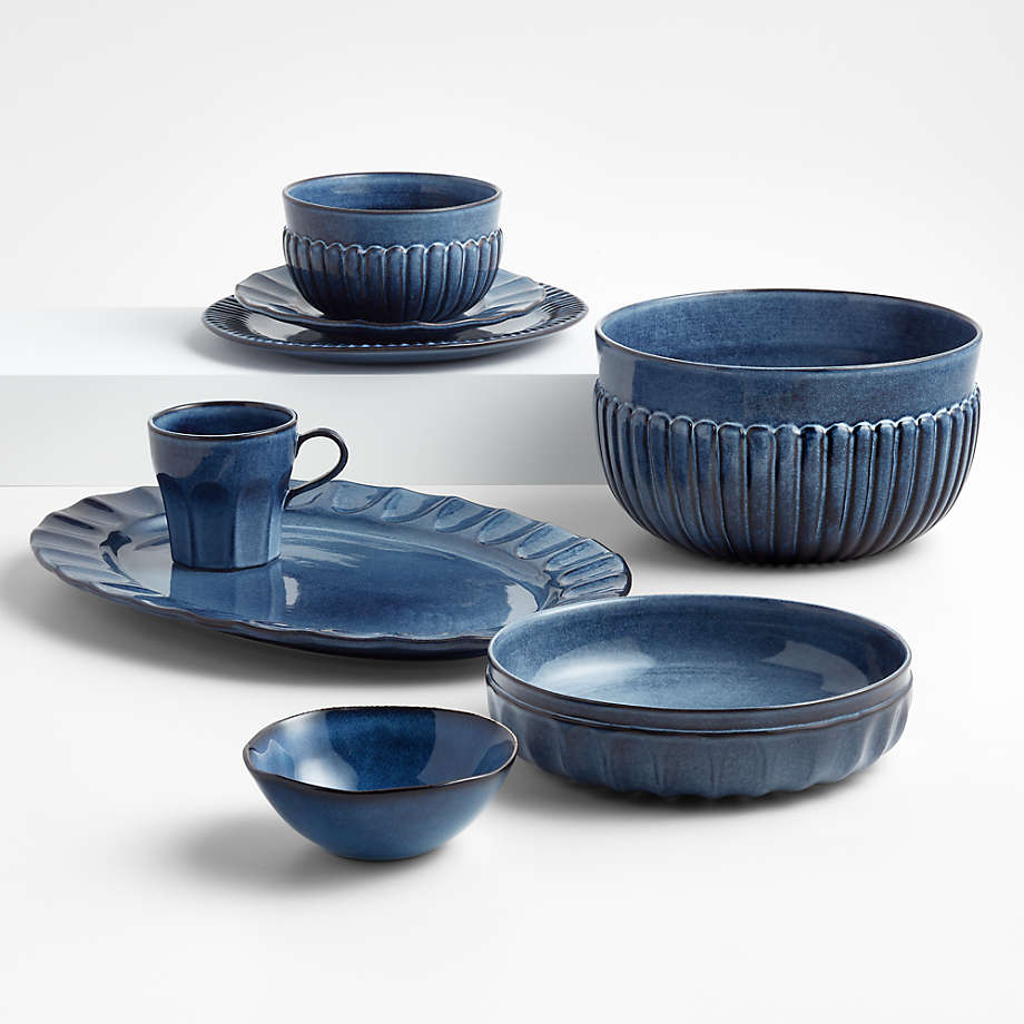 Large Indigo Blue Ceramic Storage Bowls Set of 3 by World Market