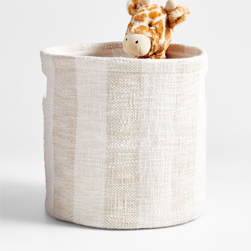 Cove Stone Tan Organic Cotton Striped Shelf Storage Bin - image 11 of 18