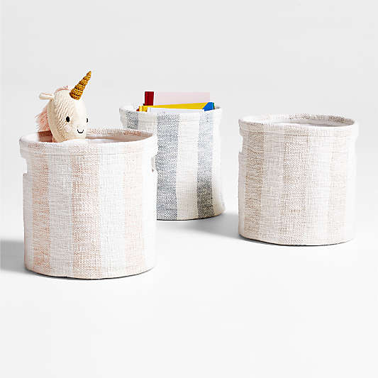 Cove Organic Cotton Striped Shelf Storage Bins