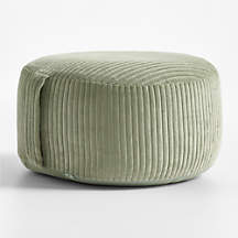 Cove Moss Green Striped Organic Cotton Kids Floor Cushion +